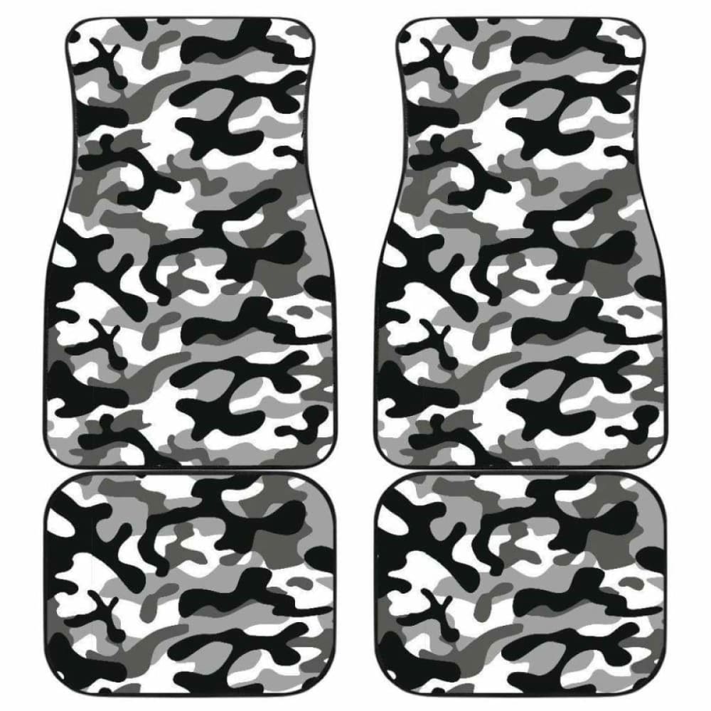 Black White Camo Camouflage Pattern Front And Back Car Mats 112608