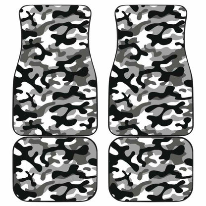 Black White Camo Camouflage Pattern Front And Back Car Mats 112608