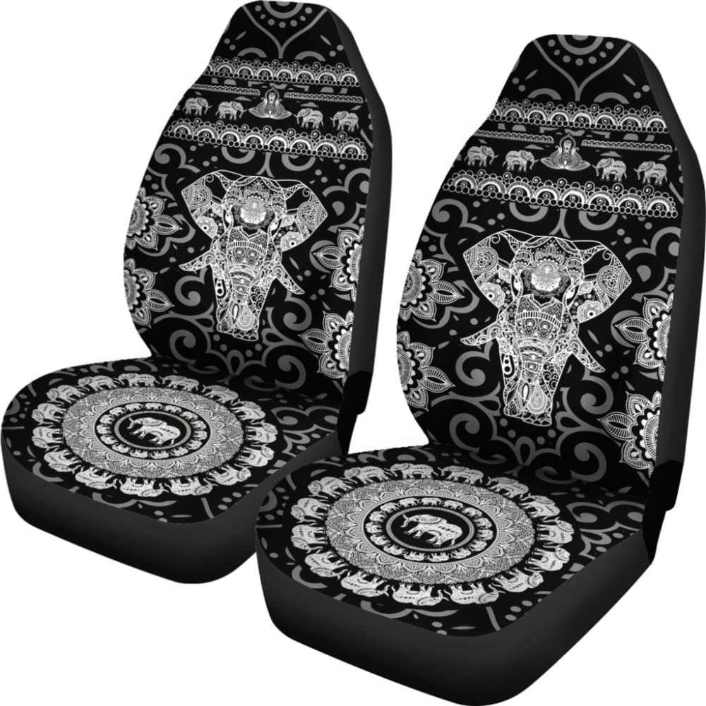 Black & White Elephant Car Seat Covers 101819 - YourCarButBetter