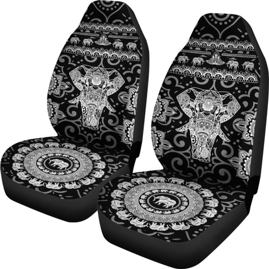 Black & White Elephant Car Seat Covers 101819 - YourCarButBetter