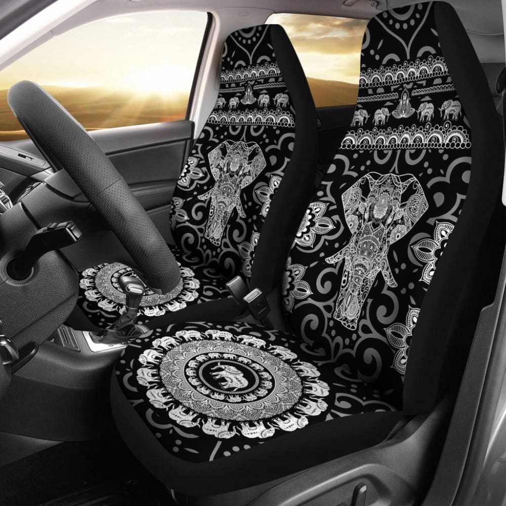 Black & White Elephant Car Seat Covers 101819 - YourCarButBetter
