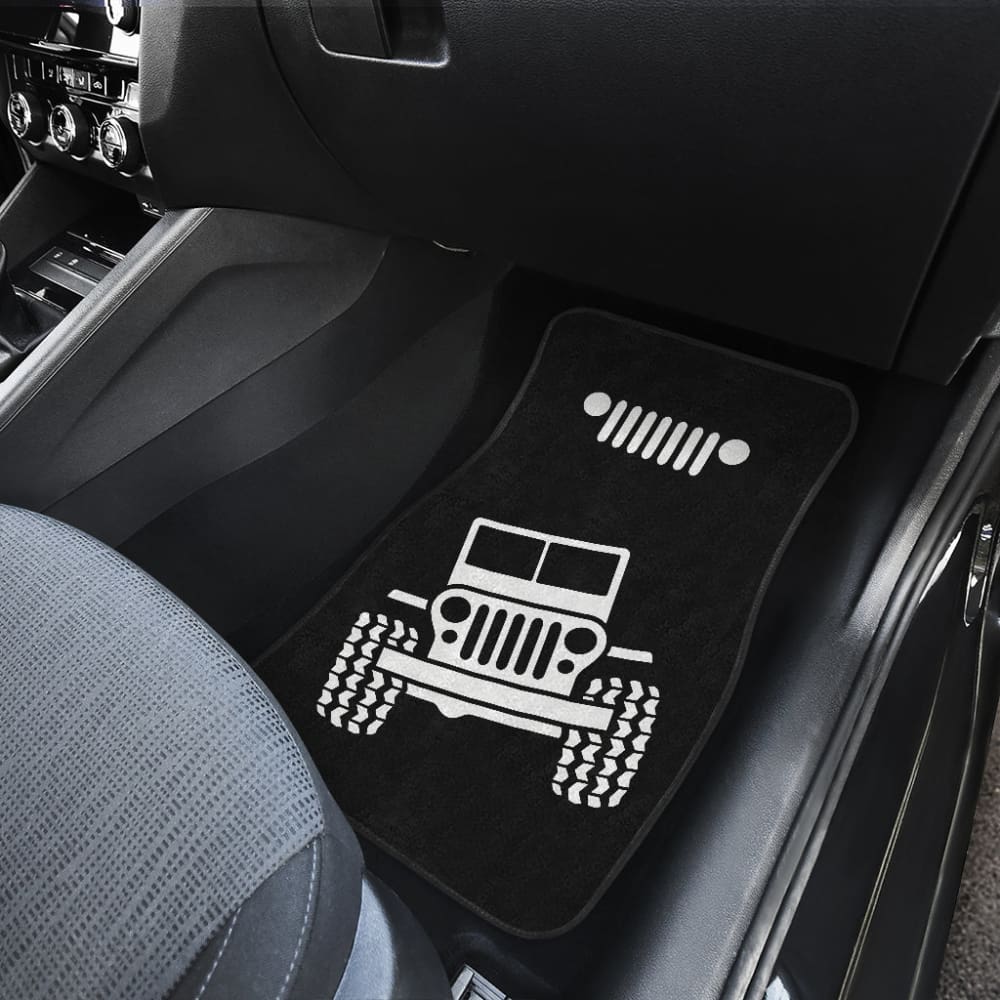 Black White Jeep Offroad Wobble Car Floor Mats Custom 2 211901 - YourCarButBetter
