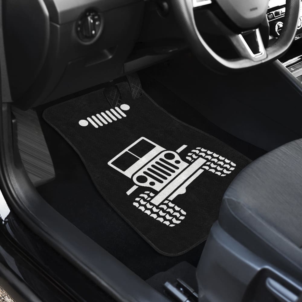 Black White Jeep Offroad Wobble Car Floor Mats Custom 2 211901 - YourCarButBetter