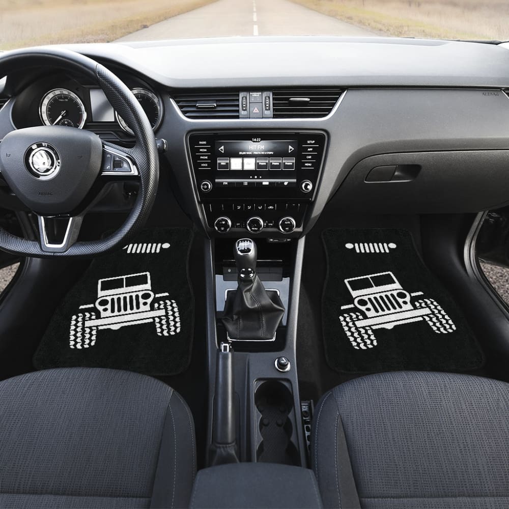 Black White Jeep Offroad Wobble Car Floor Mats Custom 2 211901 - YourCarButBetter