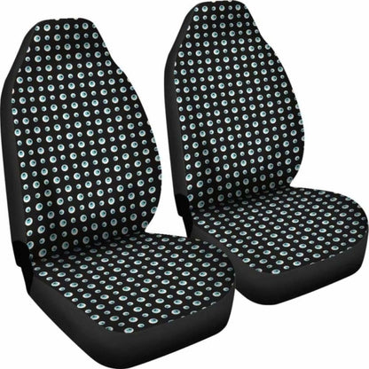Black With Blue Eyeballs Pattern Car Seat Covers 154813 - YourCarButBetter