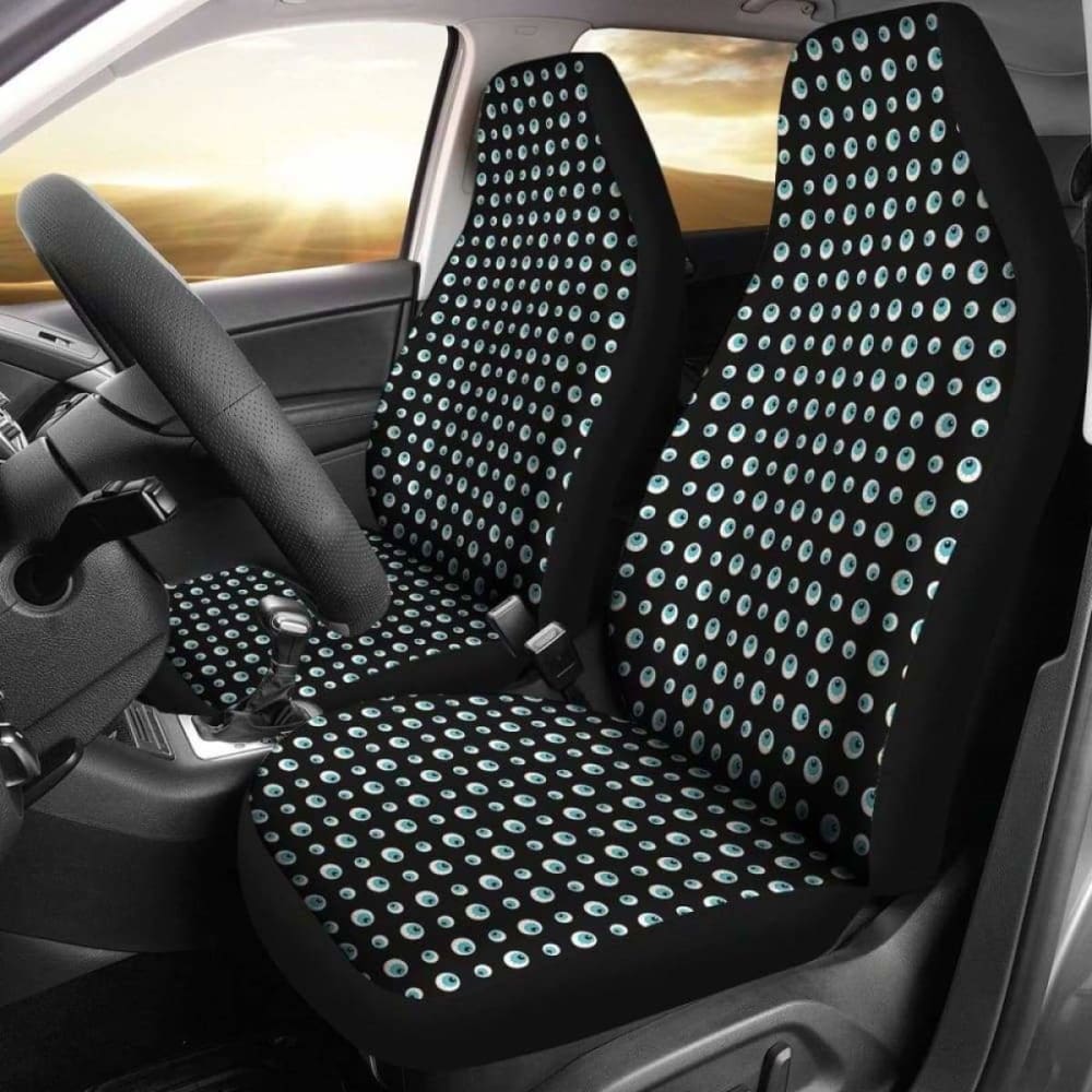 Black With Blue Eyeballs Pattern Car Seat Covers 154813 - YourCarButBetter