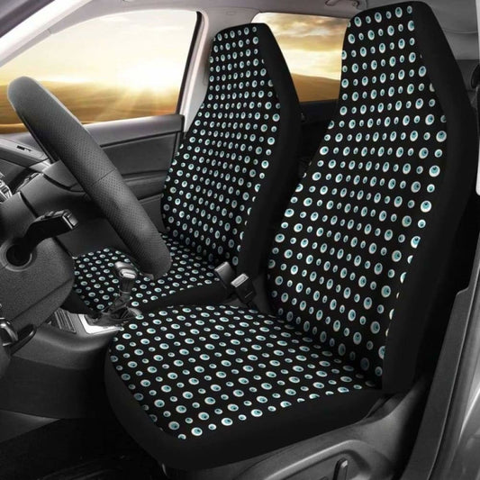 Black With Blue Eyeballs Pattern Car Seat Covers 154813 - YourCarButBetter