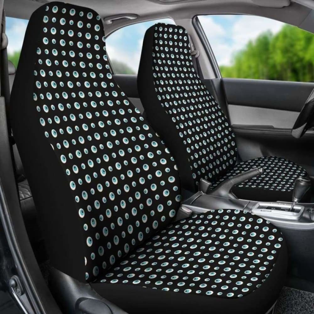 Black With Blue Eyeballs Pattern Car Seat Covers 154813 - YourCarButBetter