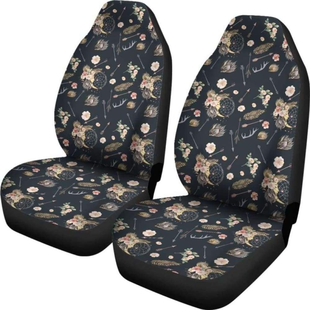 Black With Boho Dreamcatcher Pattern Car Seat Covers 102918 - YourCarButBetter