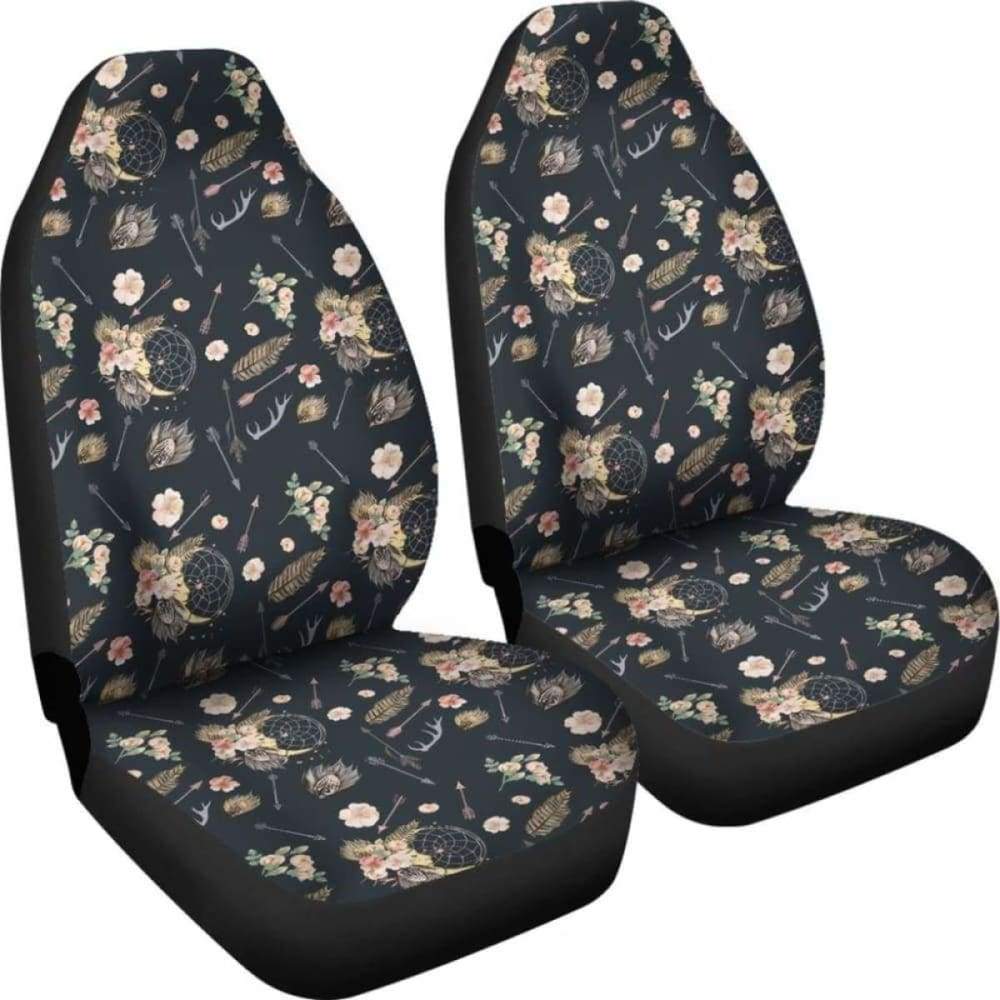 Black With Boho Dreamcatcher Pattern Car Seat Covers 102918 - YourCarButBetter
