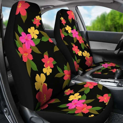 Black With Bright Tropical Flowers Car Seat Covers 105905 - YourCarButBetter