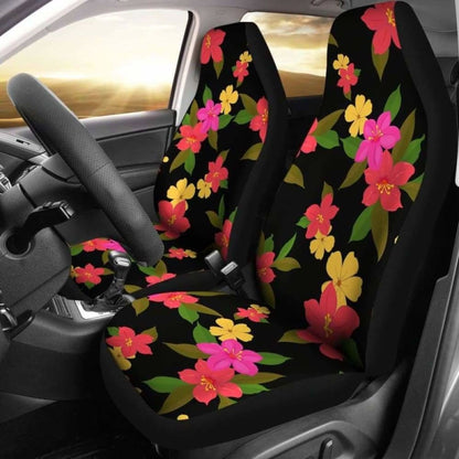 Black With Bright Tropical Flowers Car Seat Covers 153908 - YourCarButBetter