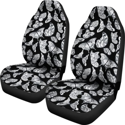 Black With Gray And White Butterflies Car Seat Covers 171204