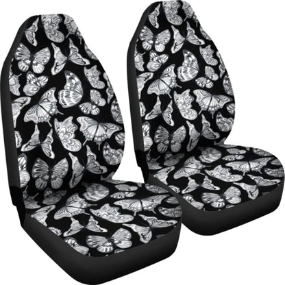 Black With Gray And White Butterflies Car Seat Covers 171204