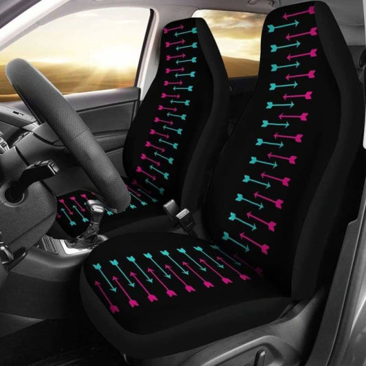 Black With Pink And Teal Arrows Car Seat Covers 105905 - YourCarButBetter