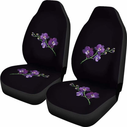 Black With Purple Orchids Car Seat Covers 174914 - YourCarButBetter