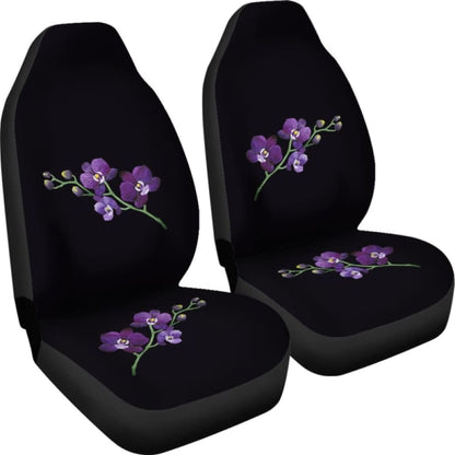 Black With Purple Orchids Car Seat Covers 174914 - YourCarButBetter
