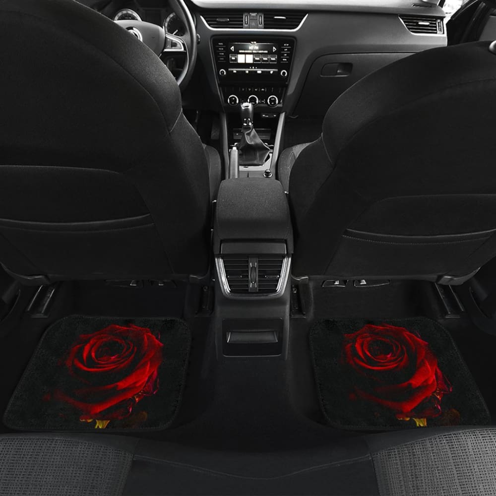 Black with Red Rose Blooming Car Floor Mats 210402 - YourCarButBetter