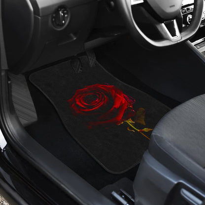 Black with Red Rose Blooming Car Floor Mats 210402 - YourCarButBetter