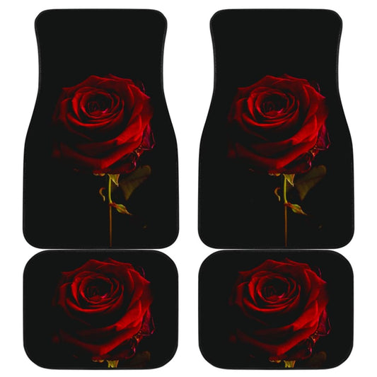 Black with Red Rose Blooming Car Floor Mats 210402 - YourCarButBetter