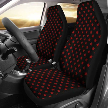 Black With Red Stars Car Seat Covers Seat Protectors 194013 - YourCarButBetter