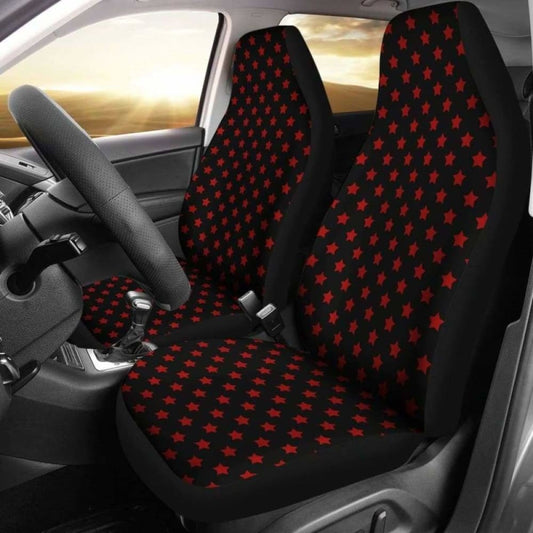 Black With Red Stars Car Seat Covers Seat Protectors 194013 - YourCarButBetter