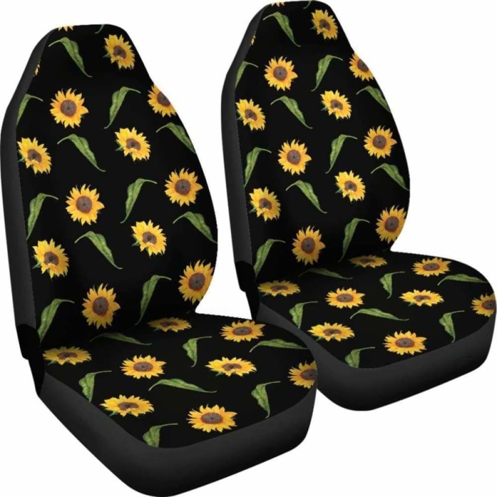 Black With Rustic Sunflower Pattern Car Seat Covers Seat Protectors 105905 - YourCarButBetter