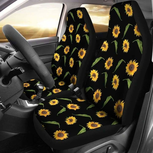 Black With Rustic Sunflower Pattern Car Seat Covers Seat Protectors 105905 - YourCarButBetter