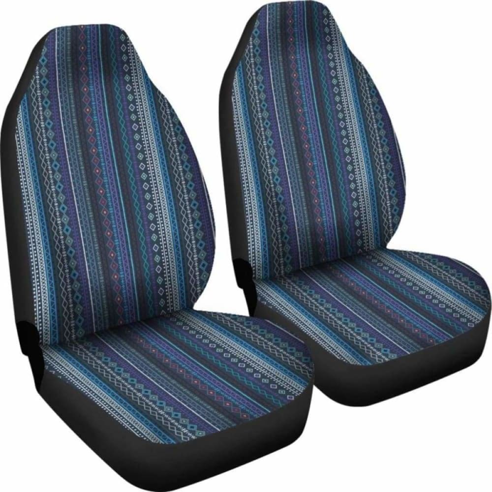 Blue Boho Stripes Decor V3 Car Seat Covers 105905 - YourCarButBetter