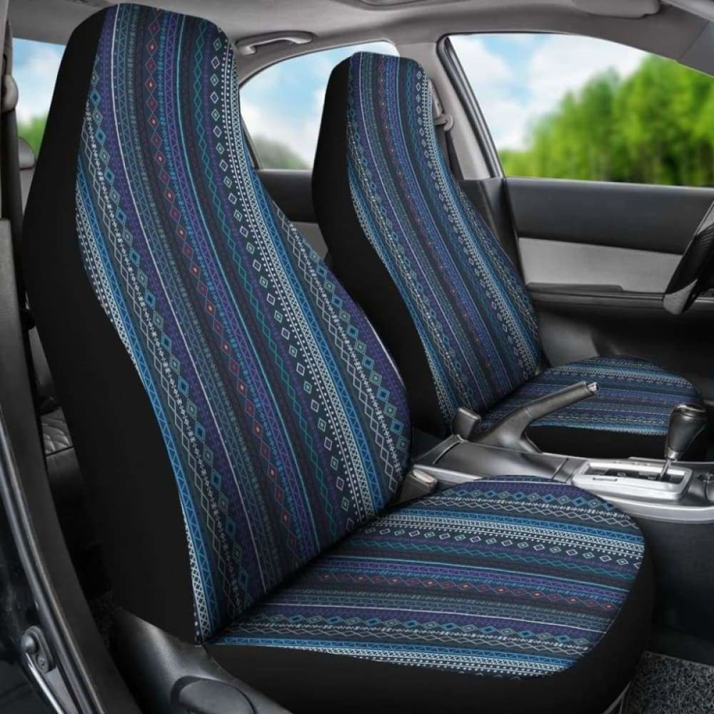 Blue Boho Stripes Decor V3 Car Seat Covers 105905 - YourCarButBetter