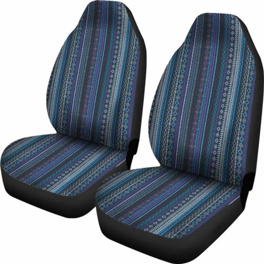 Blue Boho Stripes Decor V3 Car Seat Covers 105905 - YourCarButBetter