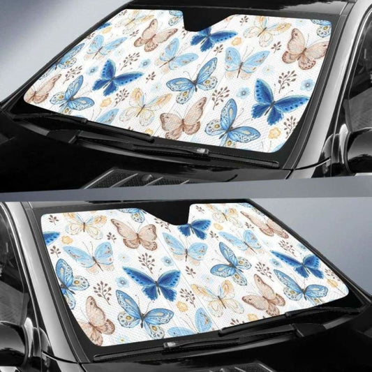 Blue Butterfly Pattern Car Auto Sun Shades 172609 - YourCarButBetter