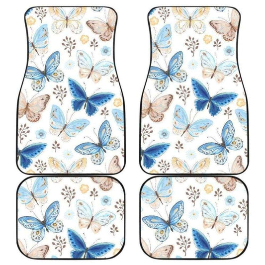 Blue Butterfly Pattern Front And Back Car Mats 202905