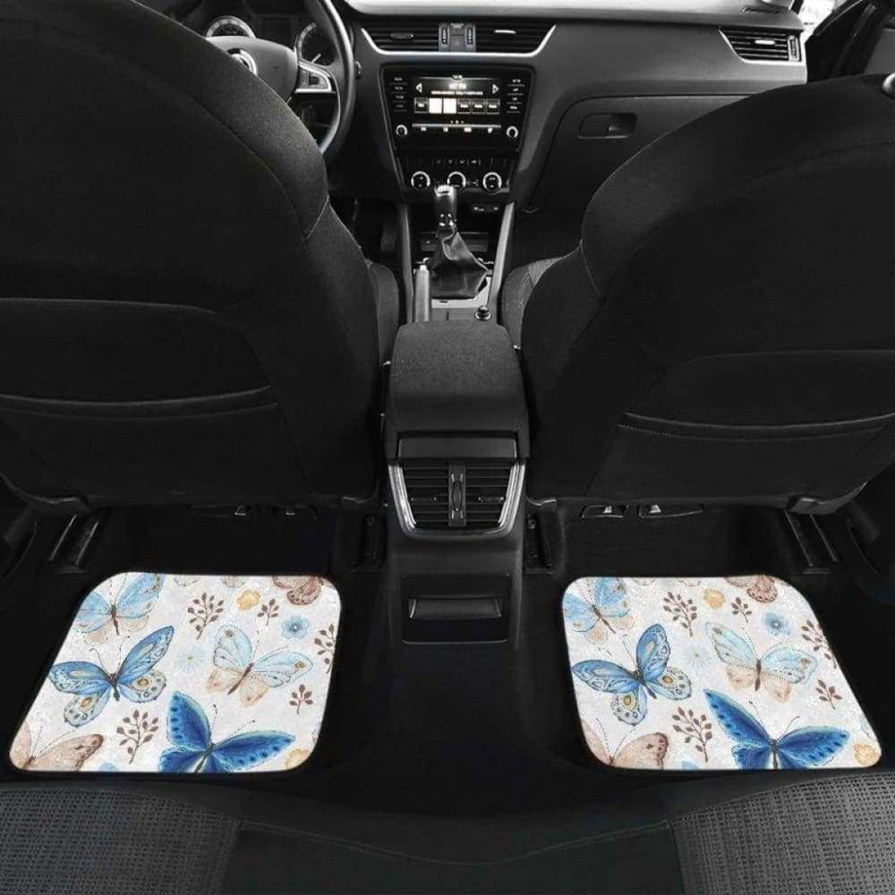 Blue Butterfly Pattern Front And Back Car Mats 202905