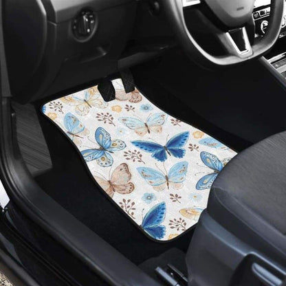 Blue Butterfly Pattern Front And Back Car Mats 202905