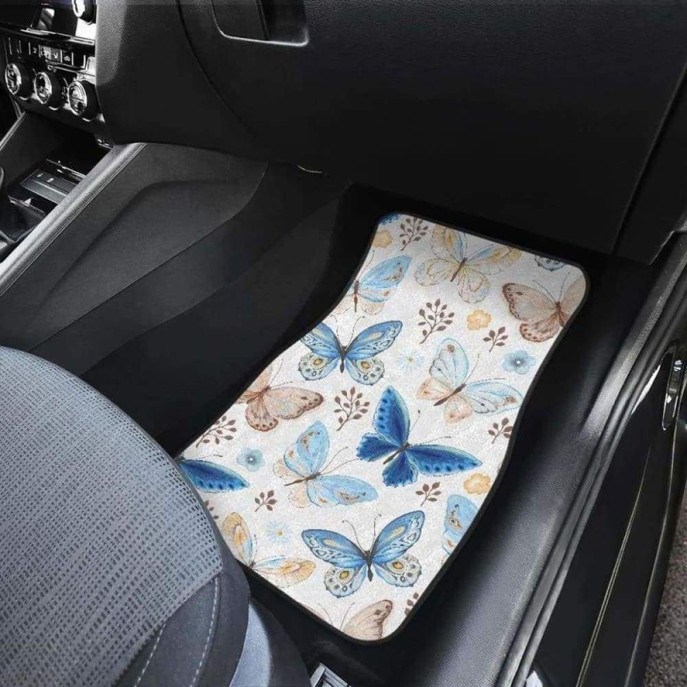 Blue Butterfly Pattern Front And Back Car Mats 202905