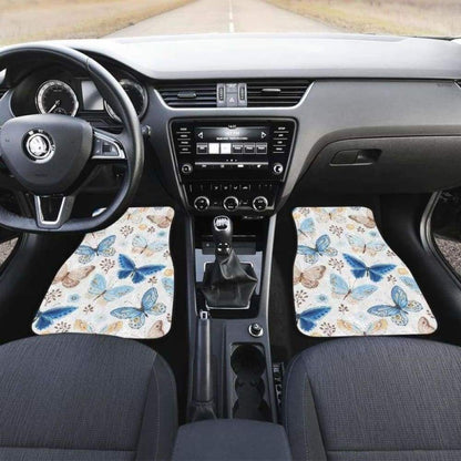 Blue Butterfly Pattern Front And Back Car Mats 202905