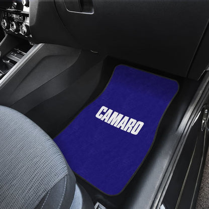 Blue Camaro White Letter Car Floor Mats 211004 - YourCarButBetter