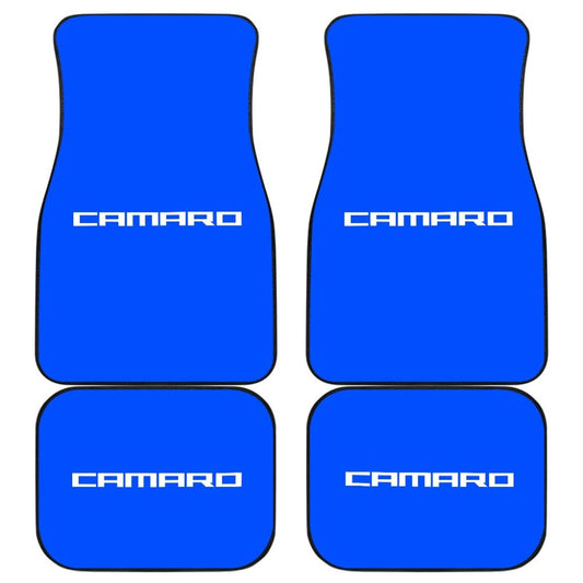 Blue Camaro White Letter Car Floor Mats 212802 - YourCarButBetter