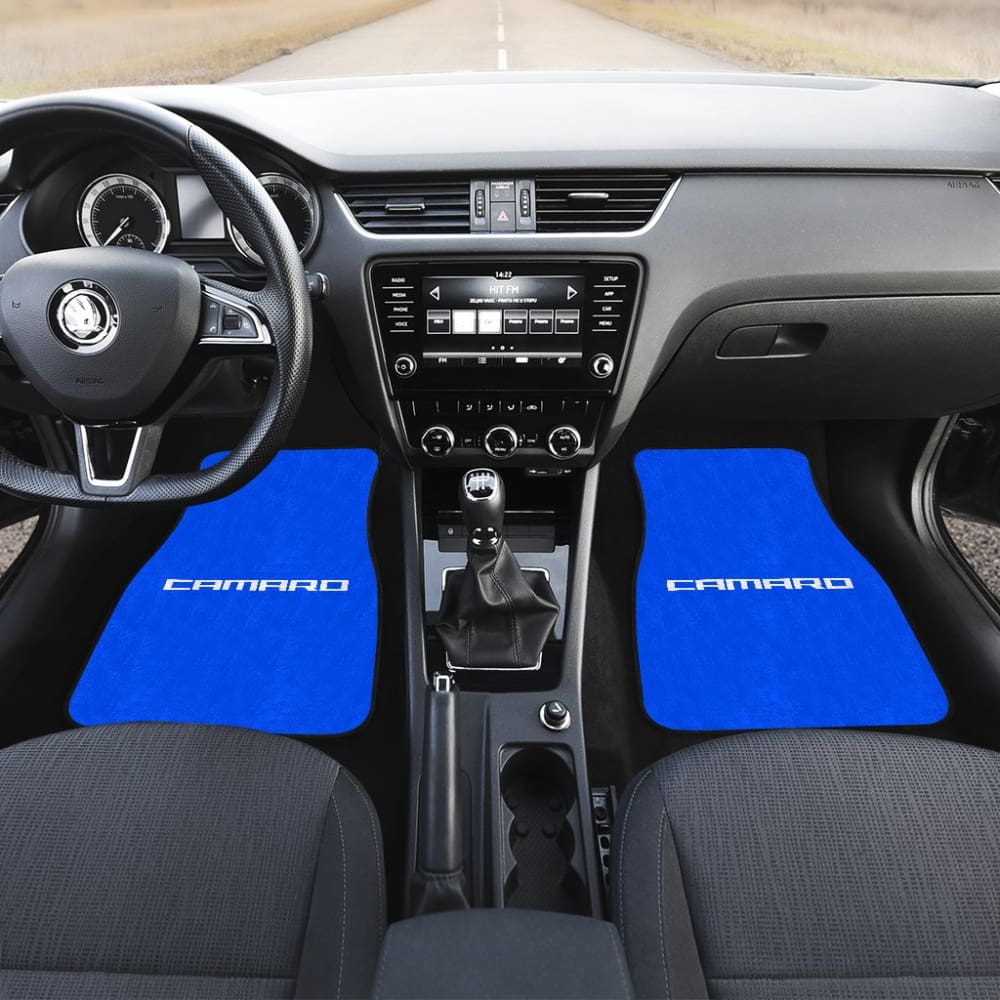 Blue Camaro White Letter Car Floor Mats 212802 - YourCarButBetter