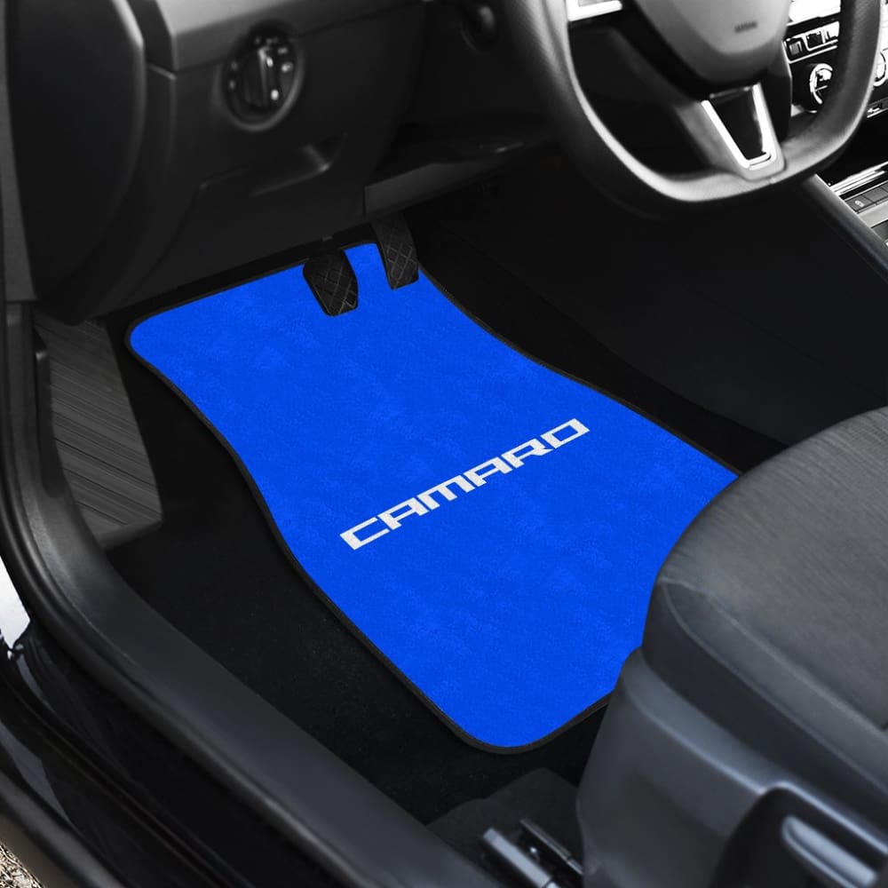 Blue Camaro White Letter Car Floor Mats 212802 - YourCarButBetter