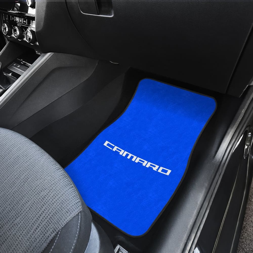 Blue Camaro White Letter Car Floor Mats 212802 - YourCarButBetter