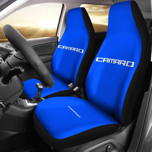 Blue Camaro White Letter Car Seat Cover 212802 - YourCarButBetter