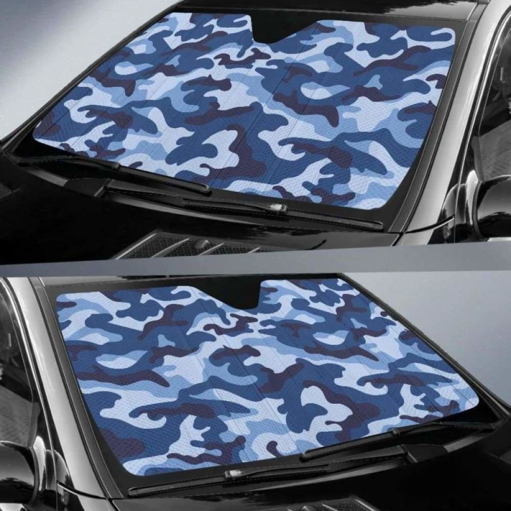 Blue Camo Camouflage Pattern Car Auto Sun Shades 172609 - YourCarButBetter