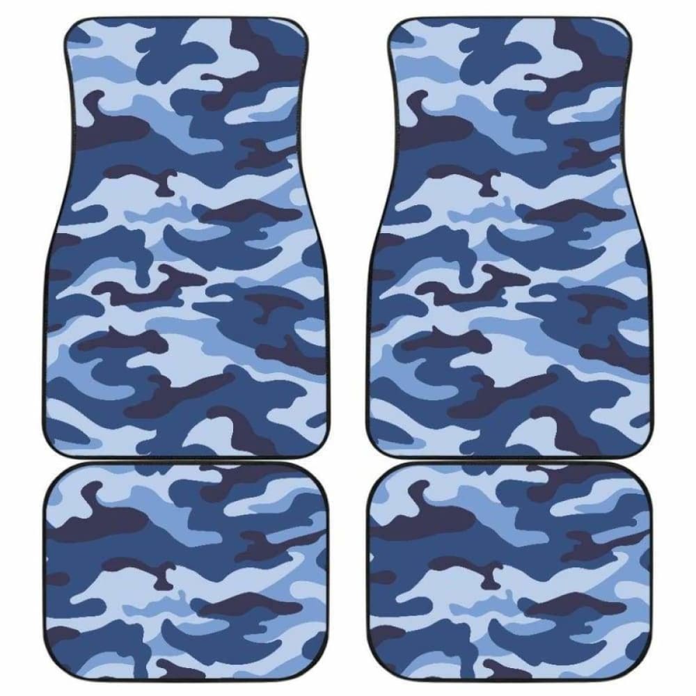 Blue Camo Camouflage Pattern Front And Back Car Mats 112608