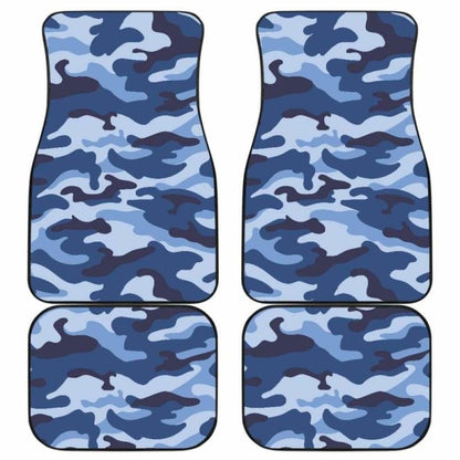 Blue Camo Camouflage Pattern Front And Back Car Mats 112608