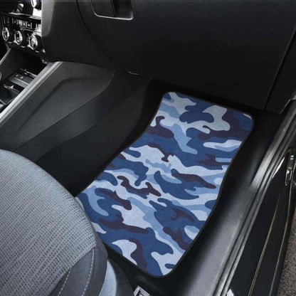 Blue Camo Camouflage Pattern Front And Back Car Mats 112608