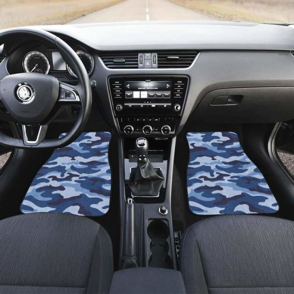 Blue Camo Camouflage Pattern Front And Back Car Mats 112608
