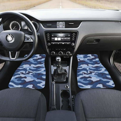 Blue Camo Camouflage Pattern Front And Back Car Mats 112608