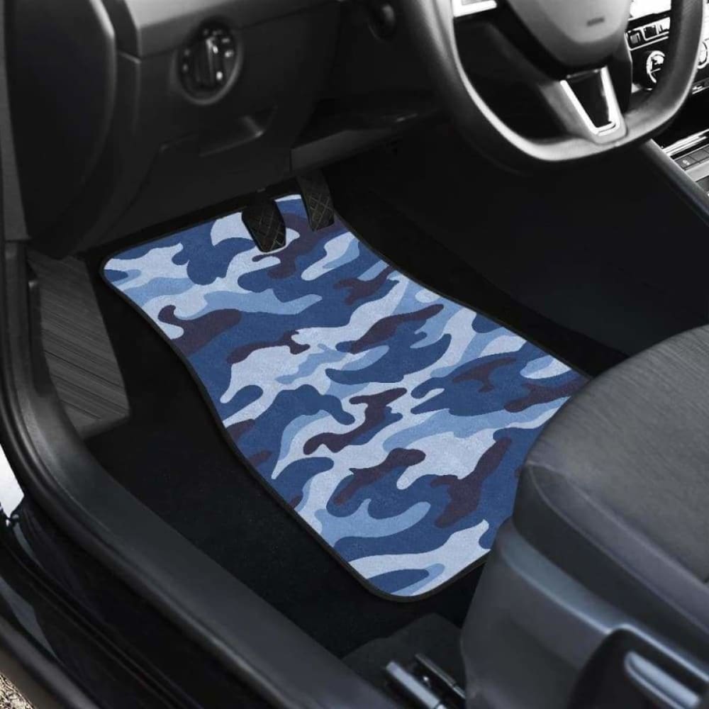 Blue Camo Camouflage Pattern Front And Back Car Mats 112608